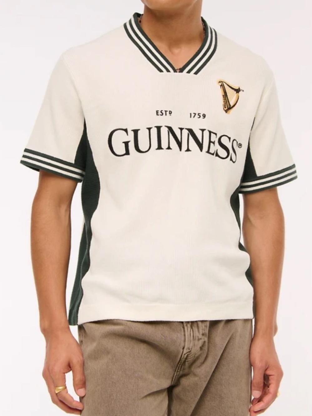 Abercrombie & Fitch Green + Cream Guinness Short Sleeve Shirt in Large